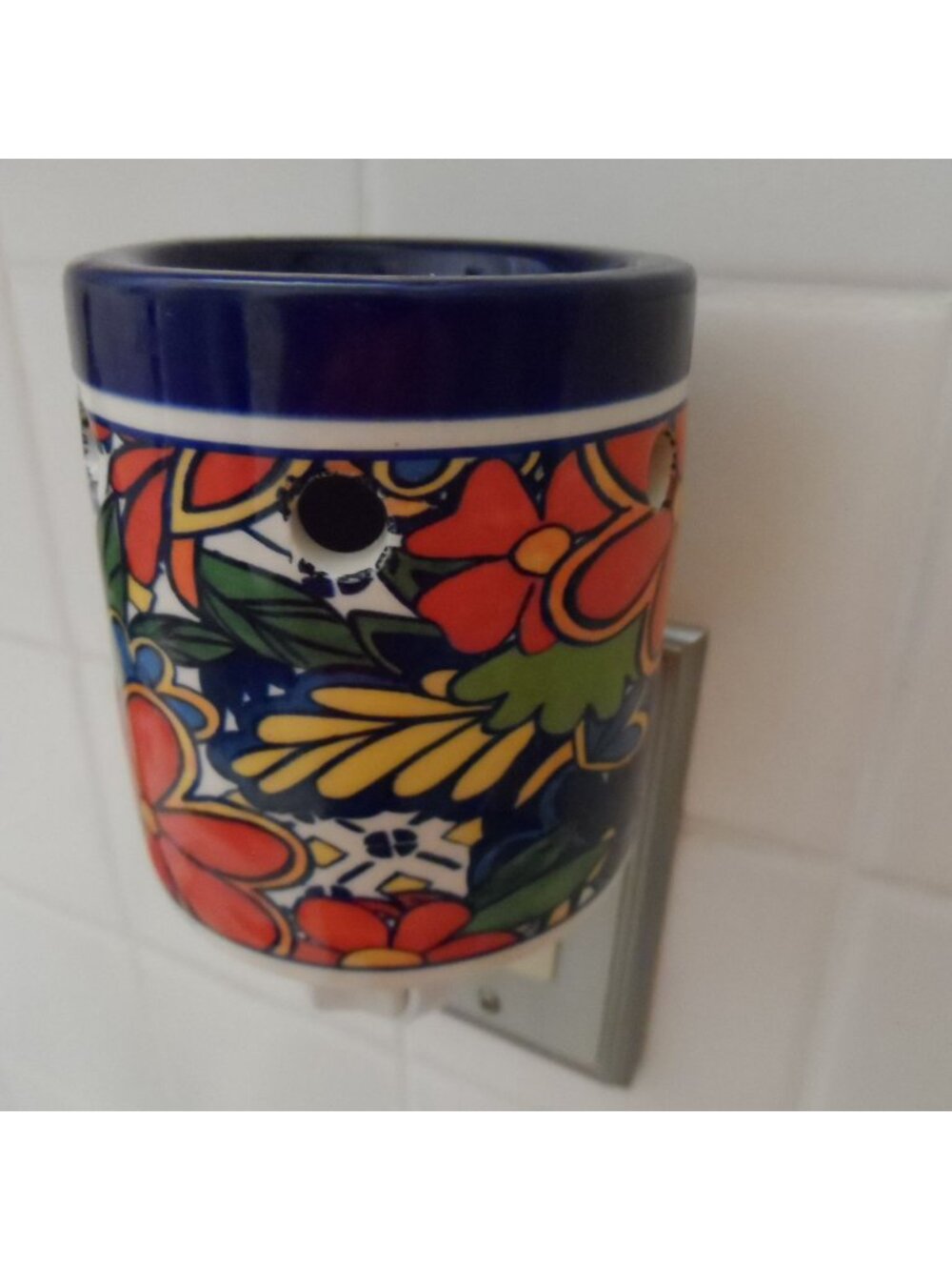 Talavera Electric Wax Warmer Plug-In Floral Ceramic Aromatherapy Home Decor - Picture 4 of 7